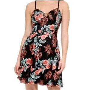 Guess SZ M Black Embroidered Mesh 80's Dress Boho Whimsigoth Fairy Sexy Y2K